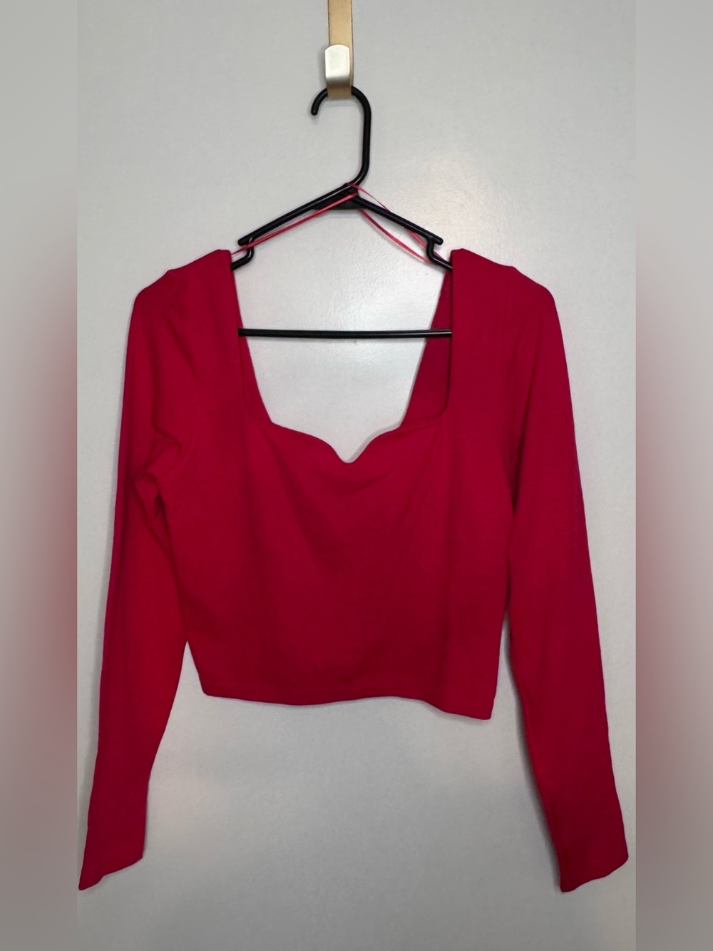 PINK Victoria's Secret Bright Red Long-Sleeve Fitted Crop Top Size Large